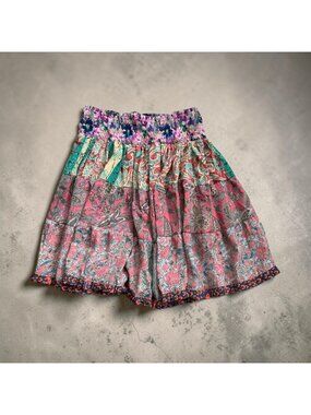 KARMA HIGHWAY Paisley Floral Tiered Smocked Waist Skirt One Size Fits All